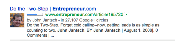 Google Authorship on Entrepreneur